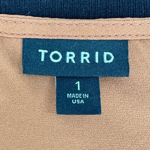 TORRID | Plus Sz 1 | Dusty Orange Surplice Neck 3/4 Sleeve Tie Waist Long Blouse - Picture 6 of 12